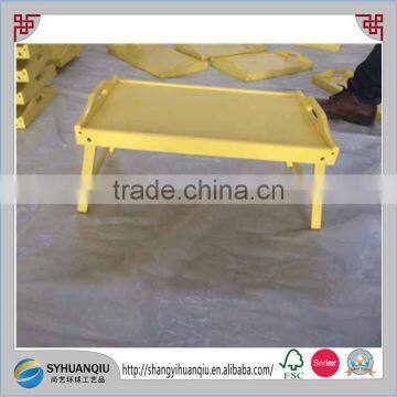 Yellow Painting Wood Breakfast Bed Tray with Handle Foldable Legs CN