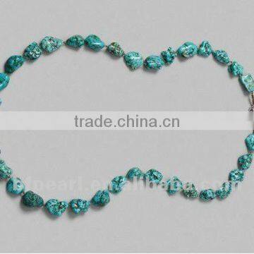 18" 10x14mm blue turquoise nugget necklace