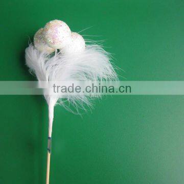 Christmas feather pick decoration JA08-J-B6178L-W