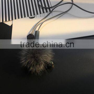 Winter Mink Fur Ball Pendant Necklace Geometric Bead Suede Leather Necklace Velvet Leather Necklace