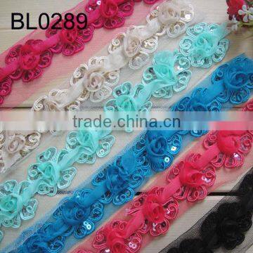 Various coloros custom flower sequin trim for clothing