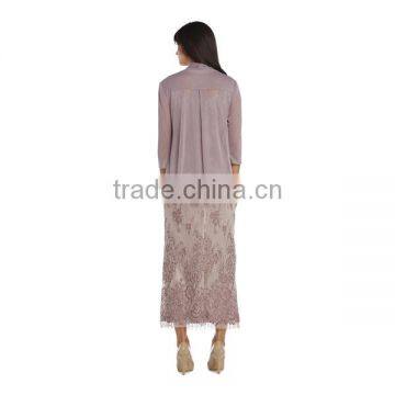 Fashion Women Clothing OEM Gown Style Three Quarter Sleeve Floral Lace Jacket Dress photo-2