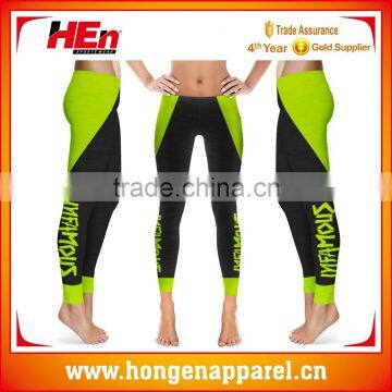 Hongen apparel Low MOQ fluorescein color Yoga pants fluorescein color running pants