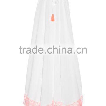 Holiday Sexy Cotton-Crepon Maxi Dress Backless Long Beach Dresses With Colorful Pink Embroidery Tasseled Ties 2016 HSD5840 photo-5