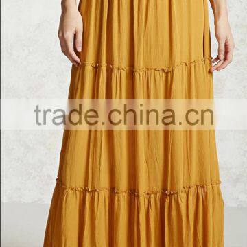 Yellow Color Stitching Design Full Fashion Latest Style Skirts photo-4