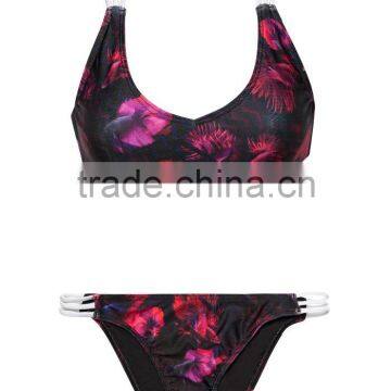 ladies fashion print and cross strap bikini-3