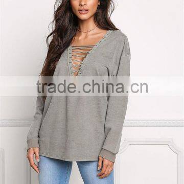 MGOO 2017 Manufacturer Custom Made Your Own Tags Clothes Grey Terry Cotton Polyester Olive Brushed Terry Tunic Tops photo-2