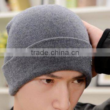 best-selling mens solid plain knitted fold up beanie hats turn up beanies