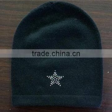 high quality star pattern winter beanie knitted hat design for women