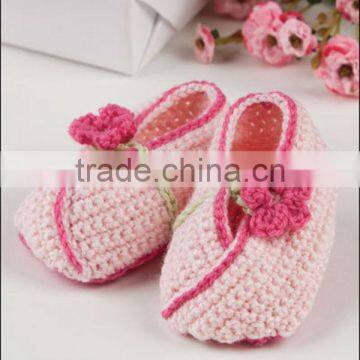 Hollow Wool Knitted Shoes Wholesale Floral Crochet Baby Girl Soft Shoes photo-5