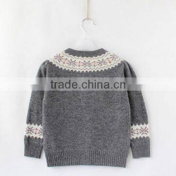 Girls Snowflake Pattern Knitted Christmas Sweater photo-3