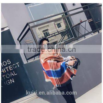 Striped Waterfall Wrap Female Cape Pashmina Printed Oversized Cashmere Shawl Famous Brand Women Winter Poncho photo-6