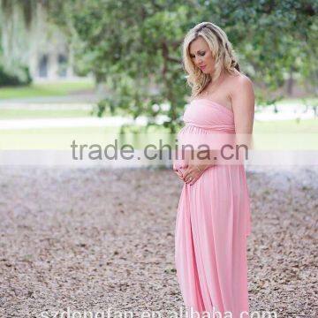 Women Maternity Grown Light Pink Dress For Photo Shoot Women Pregnancy Clothing Long Maxi Dress photo-3
