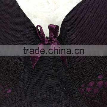 Fashion New Design Sexy Purple and Black Sexy Fancy Bra Panty Set photo-5