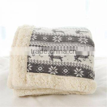 Christmas Printed Micro Mink and Solid Sherpa Baby Blanket