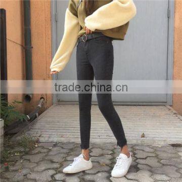 Frayed Black Ladies Woman Trousers Designs for Women Jeans photo-3