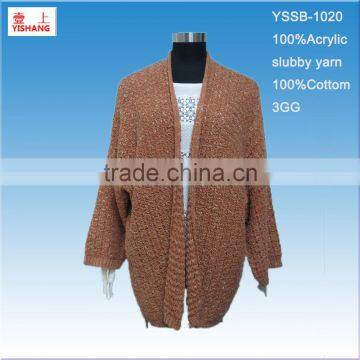 100%Acrylic slubby yarn lady fashion sweater