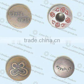 Metal Jean Button With Pattern