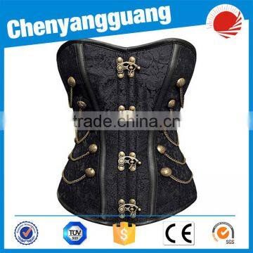 CYG-Cosplay black Satin Red Ruffle Corset Lingerie Bustier