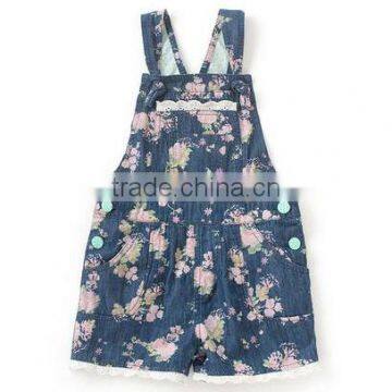 bulk wholesale kids clothing Floral printing denim baby overalls