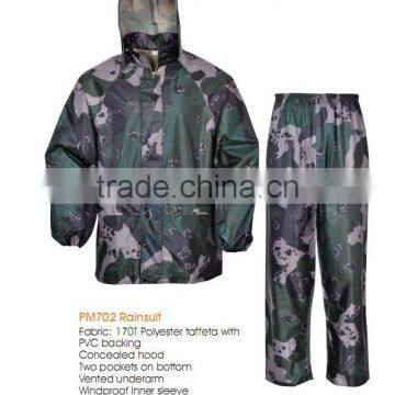 170T poly/pvc rainsuit