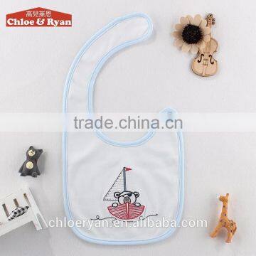 Top Quality Boutique Cute Fancy Plain Blue Cotton Waterproof Baby Bib Manufacturer photo-2