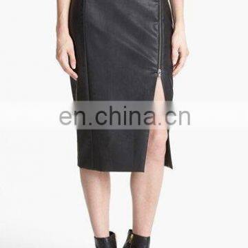 2014 A/W Women's Black Leather-Look PU Pencil Skirt