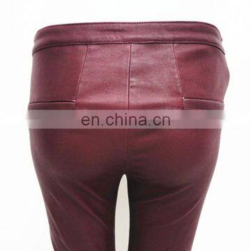 2015 Elegant Fashion Ladies Tight Black Stretch Leather Pants Wholesale Leather Leggings photo-4