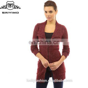 2016 BAIYIMO Women's Two-Way Zip Marled Knit Sweater Cardigan