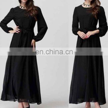 Wholesale chiffon black color muslim dress malaysia