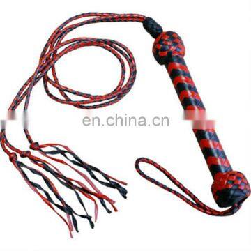 HMB-501B LEATHER BULLWHIPS FLOGGER RED BLACK WHIPS THREE LACES WHIPS