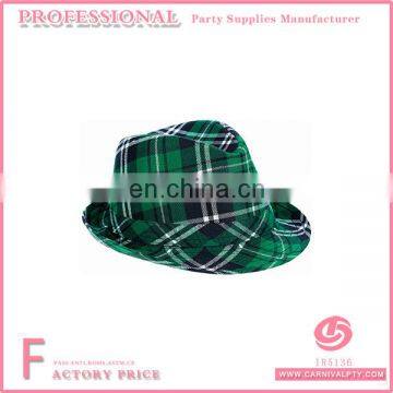 Green Plaid Fedora Party Hat