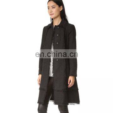 OEM Service Elegant Black Body Fit Wool Ladies Topcoat photo-2