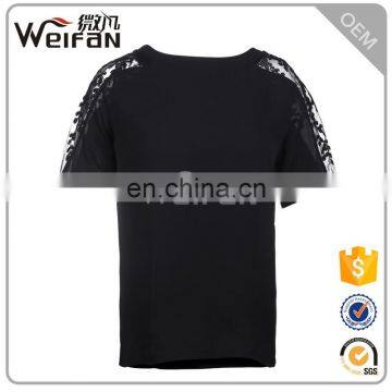 OEM Customized Ladies Short Sleeve Lace Wholesale T Shirts