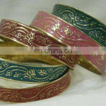 Floral Meena Brass Bangle