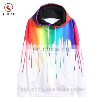 Custom Made Raglan Sleeve Multicolor Hooded Sweatshirts Rainbow Drop Digital Printing Autumn Unisex Hoodies wholesale