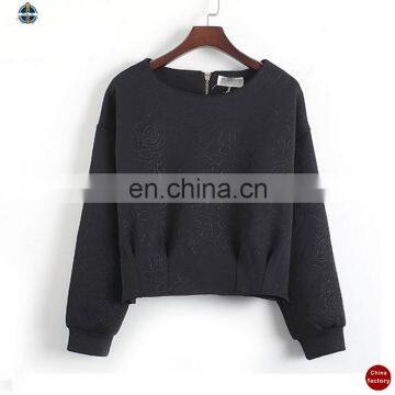 T-WH009 Young Ladies New Design Crop Top Loose Zipper Sweatshirts