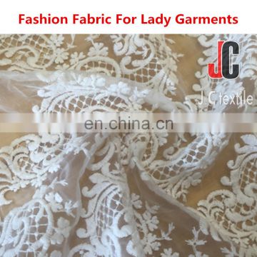 Shaoxing 4528 JC TEXTILE 100% polyester chemical lace fabric embroidery