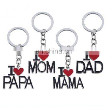 Wholesale Cheap Stock Type Enamel Style Creative Mother's Day Father's Day Gift Metal I Love Papa Keychain I Love MAMA Keychain photo-5