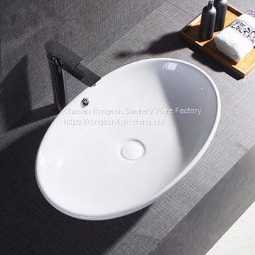 Bathroom new design white porcelain thin edge cheap countertop high quality wash hand art basin for hotel home uesed