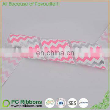 Chevron silver foil Printed Grosgrain Ribbon for Hair bows