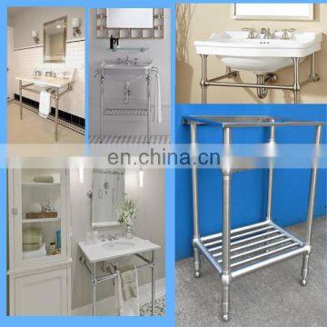 metal four leg for single sink washstand, satin table frame