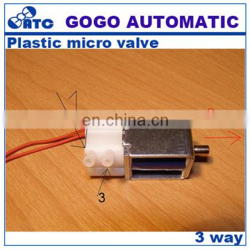 3 way plastic solenoid valve port 2mm micro DC6v ,12V ,24V solenoid valve