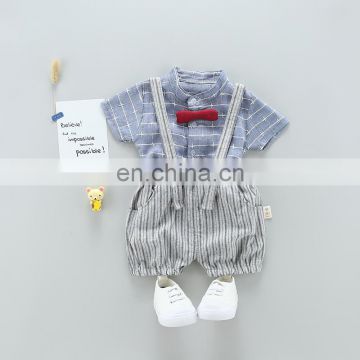 Boy's Korean short sleeve suit baby summer children's plaid shirt two sets baby boy clothes