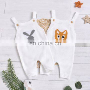 2020 New Products Children's Clothing Small and Medium-sized Girls Cartoon Animal Head Embroidered Knitted Button Overalls