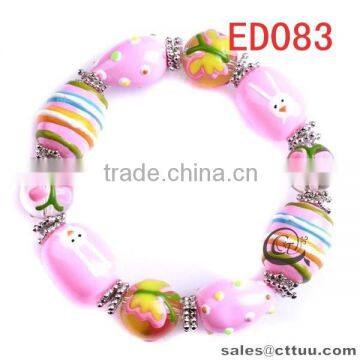 lovely elastic bracelets with pink glass bead for holiday