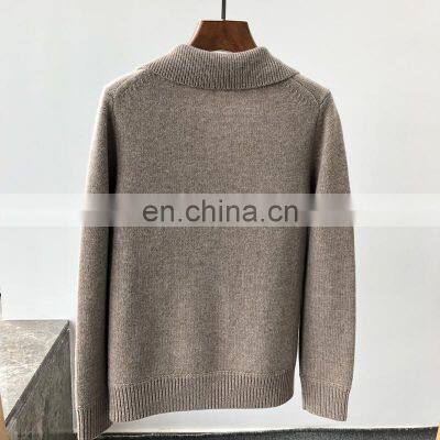 Women Casual Polo Neck Plain Knit Thick Cashmere Sweater photo-2