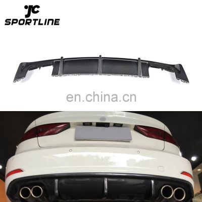 Carbon Fiber Rear Bumper Lip Diffuser for Audi A3 8V 4Dr Sedan 14-16