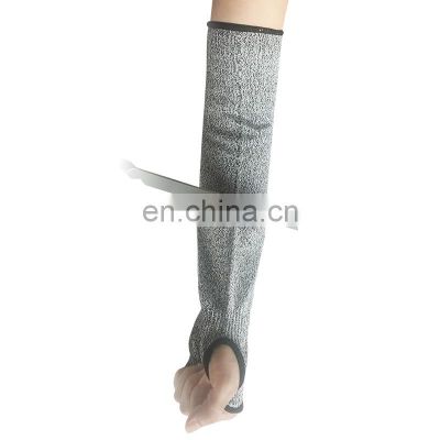 Fiber long arm cover 5 grade cut-resistant protective cover Thumb Hole HPPE Work Safety Sleeves Abrasion Resistant