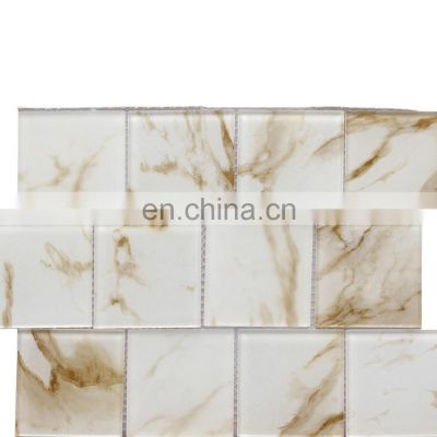 Factory Stock mosaic 6-8mm thickness hotel project glass mosaic tile glass mosaic